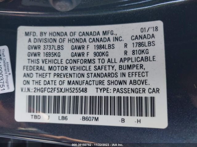 2HGFC2F5XJH525548 Honda Civic Lx