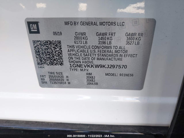 Chevrolet Traverse Premier 2019 1GNEVKKW9KJ297570 Image 9