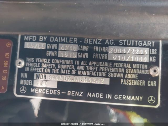 1988 MERCEDES-BENZ 560 WDBBA48DXJA085282 Photo 8