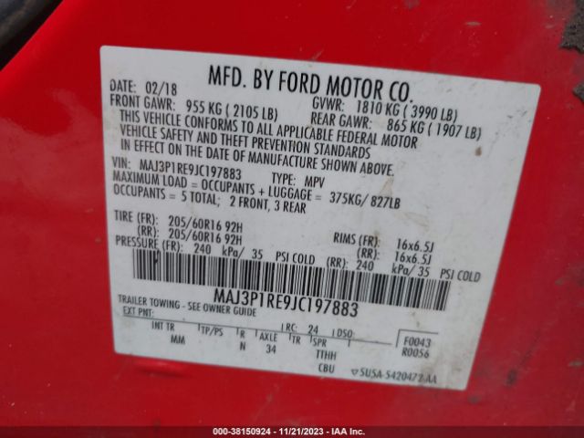 MAJ3P1RE9JC197883 Ford ECOSPORT S