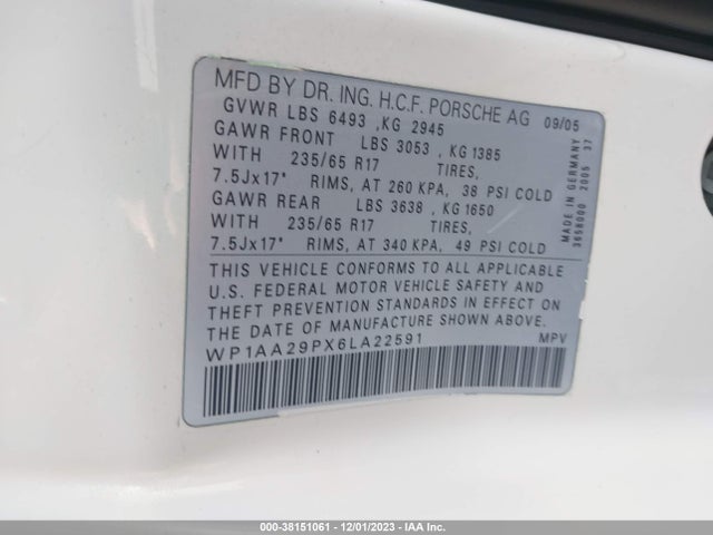 2006 PORSCHE CAYENNE WP1AA29PX6LA22591 Photo 8