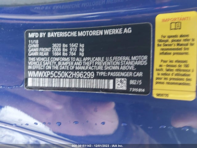 2019 MINI HARDTOP WMWXP5C50K2H96299 Photo 8