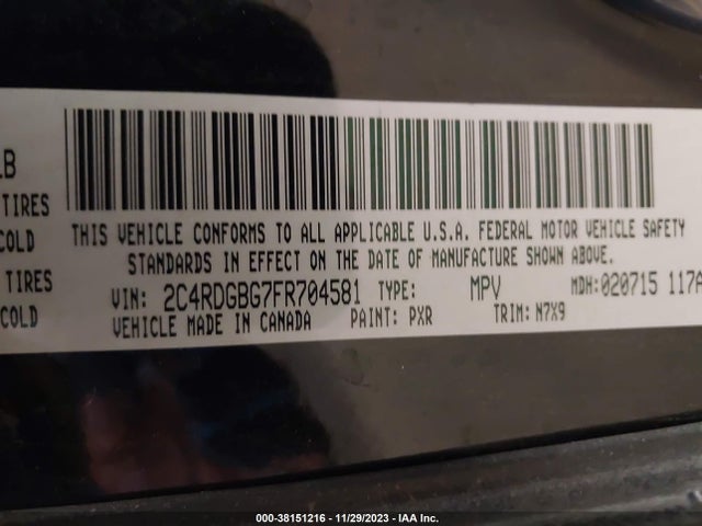 Dodge Grand Caravan Avp/se 2015 2C4RDGBG7FR704581 Image 9
