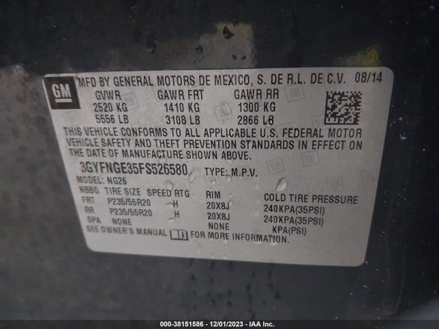 3GYFNGE35FS526580 Cadillac Srx Premium Collection