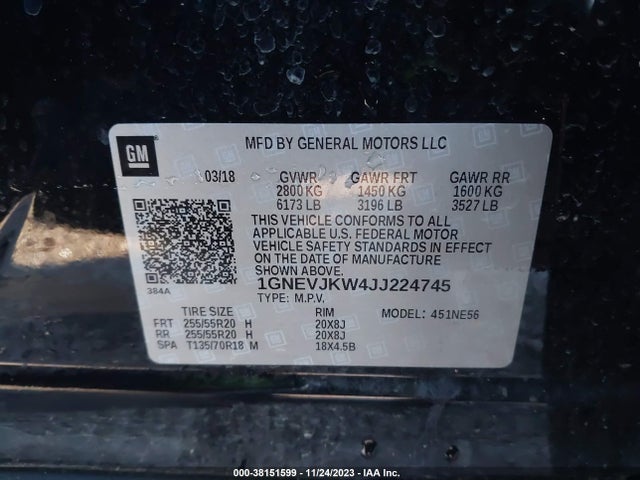 Chevrolet Traverse Premier 2018 1GNEVJKW4JJ224745 Image 9