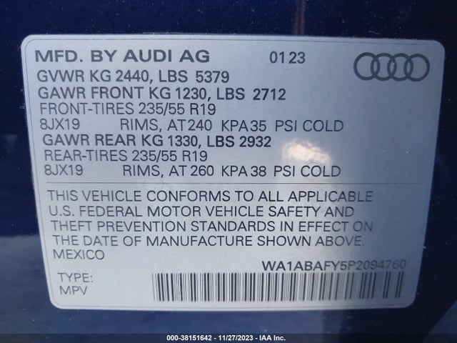 WA1ABAFY5P2094760 Audi Q5 Premium 40 Tfsi Quattro