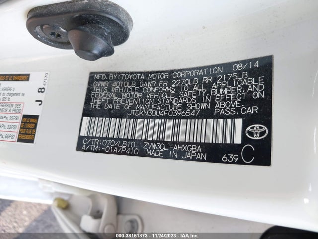 Toyota Prius Four 2015 JTDKN3DU4F0396547 Image 9