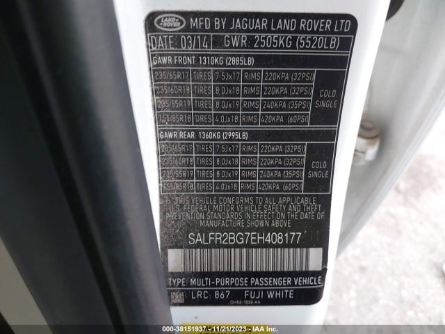 SALFR2BG7EH408177 Land Rover LR2