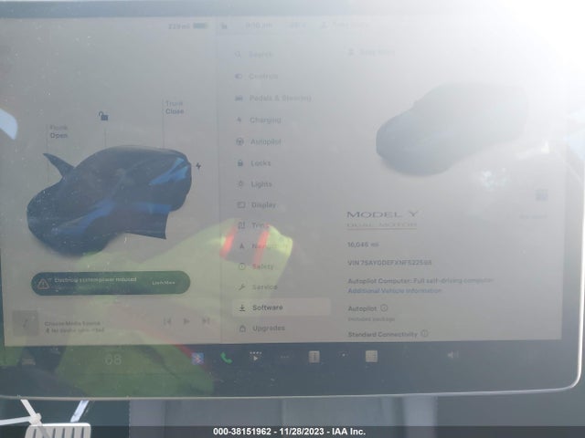 2022 TESLA MODEL Y PERFORMANCE DUAL MOTOR ALL-WHEEL DRIVE VIN: 7SAYGDEFXNF522598