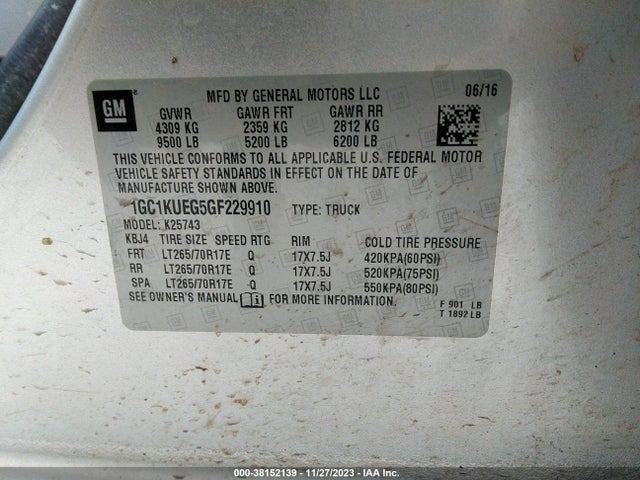 Chevrolet Silverado 2500hd Wt 2016 1GC1KUEG5GF229910 Image 9