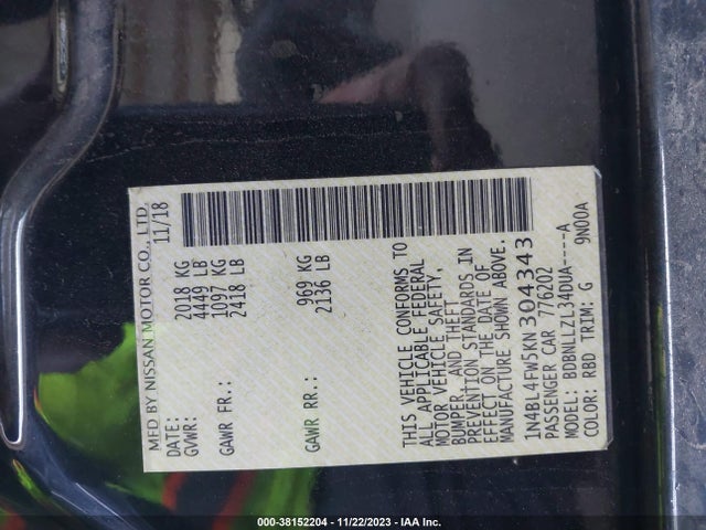 Nissan Altima 2.5 Platinum 2019 1N4BL4FW5KN304343 Image 9