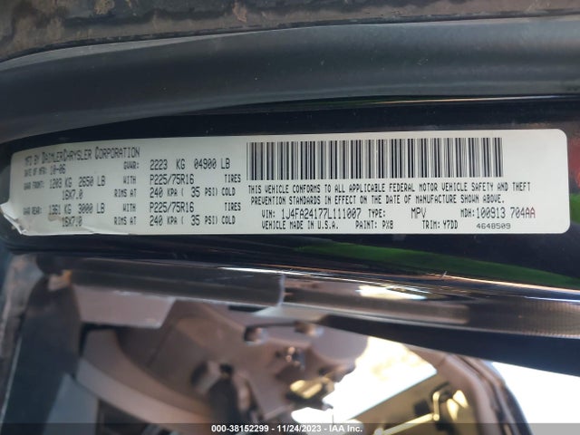 2007 JEEP WRANGLER X VIN: 1J4FA24177L111007