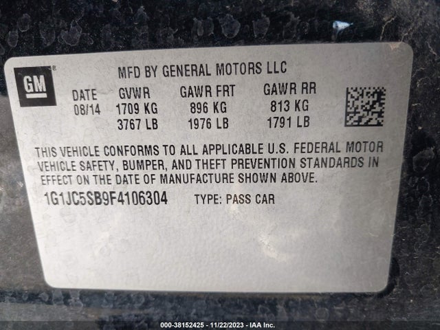 Chevrolet Sonic Lt Auto 2015 1G1JC5SB9F4106304 Image 9