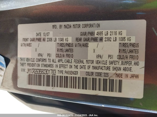 2008 MAZDA MAZDA5 SPORT VIN: JM1CR293680301783