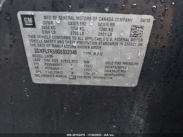 Chevrolet EQUINOX LT 2016 2GNFLFE30G6322346 Image 9