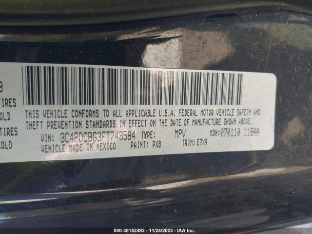 2015 DODGE JOURNEY SXT VIN: 3C4PDCBG3FT743584