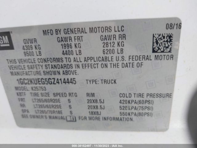 1GC2KUEG5GZ414445 Chevrolet Silverado 2500hd Wt