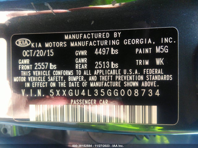 KIA OPTIMA EX 2016 5XXGU4L35GG008734 Image 9