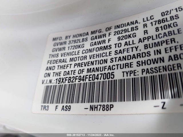 Honda Civic Ex-l 2015 19XFB2F94FE047005 Image 9