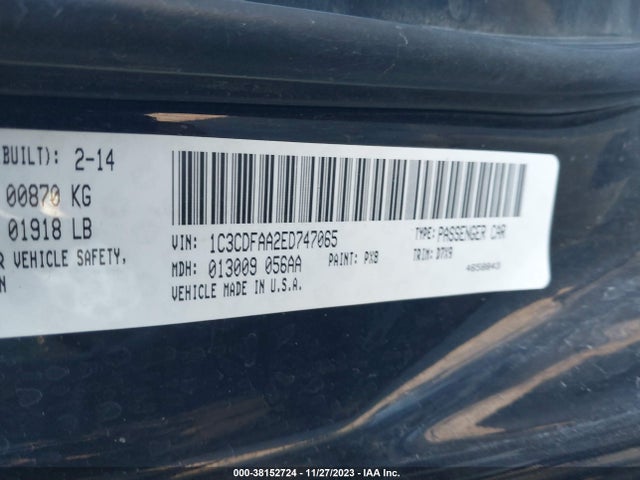 Dodge DART SE 2014 1C3CDFAA2ED747065 Image 9