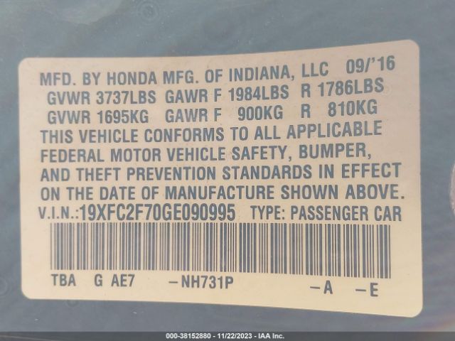 19XFC2F70GE090995 Honda CIVIC EX