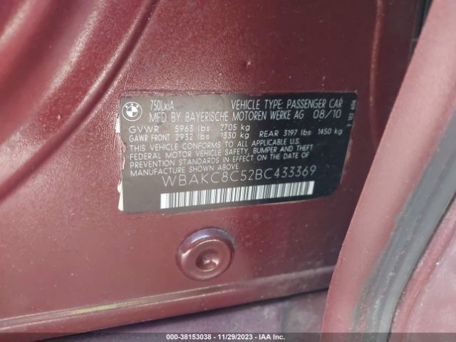 2011 BMW 750LI WBAKC8C52BC433369 Photo 8