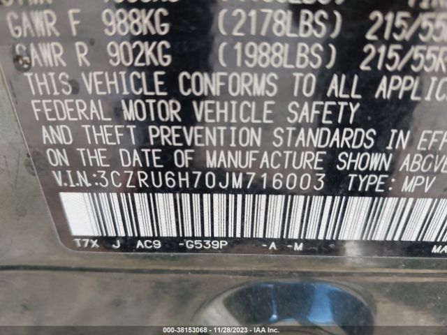3CZRU6H70JM716003 Honda Hr-v Ex-l