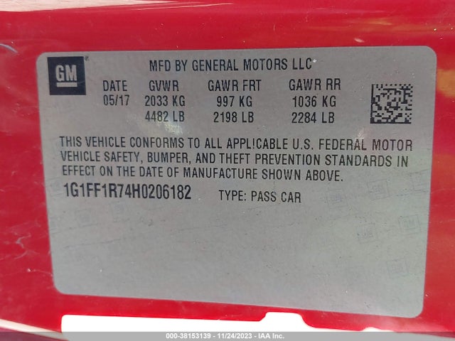 Chevrolet Camaro 1ss 2017 1G1FF1R74H0206182 Image 9