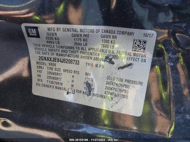 Chevrolet EQUINOX LT 2018 2GNAXJEV4J6208733 Image 9