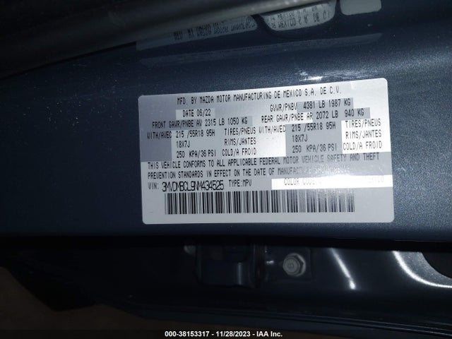 2022 MAZDA CX-30 CARBON EDITION VIN: 3MVDMBCL9NM434525