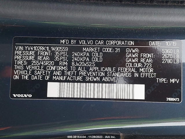 YV4102RK1L1490559 Volvo Xc60 T5 Momentum