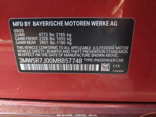 BMW 330i Xdrive 2021 3MW5R7J00M8B57748 Image 9