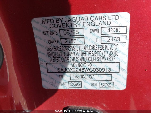 1998 JAGUAR XK8 SAJGX2248WC030913 Photo 8