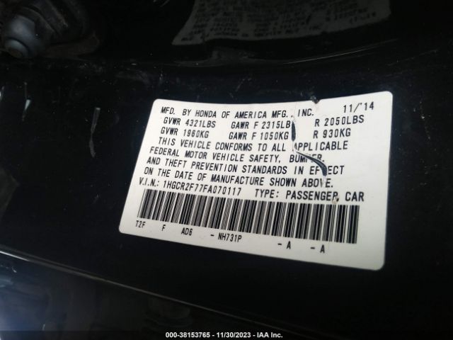 1HGCR2F77FA070117 Honda ACCORD EX