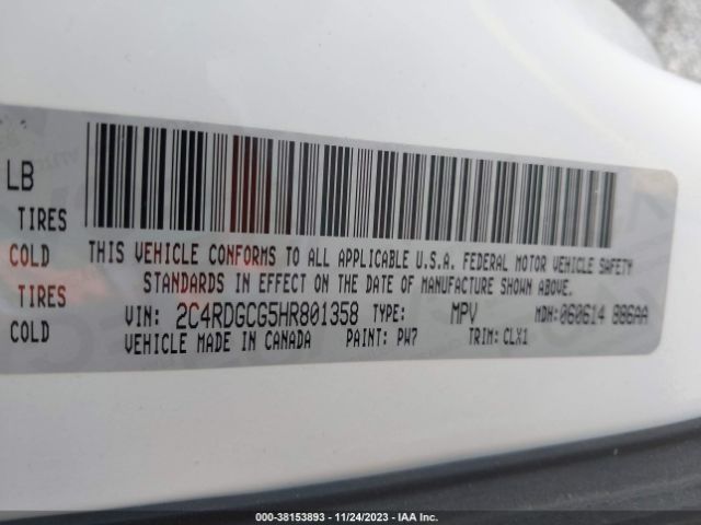 2C4RDGCG5HR801358 Dodge Grand Caravan Sxt