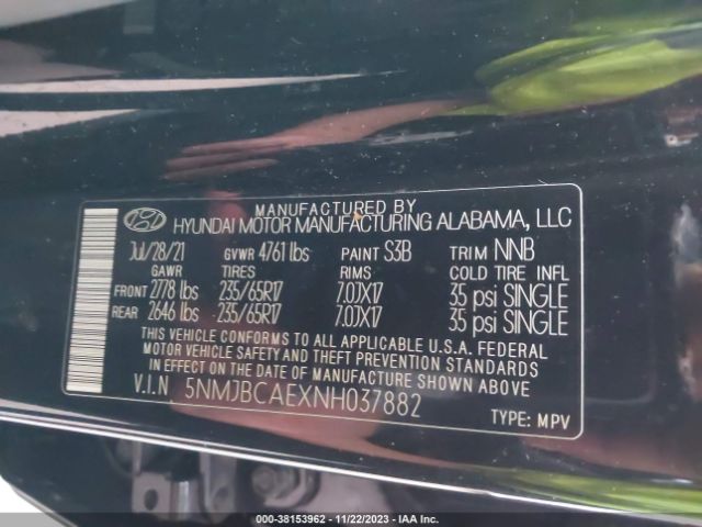 5NMJBCAEXNH037882 Hyundai TUCSON SEL