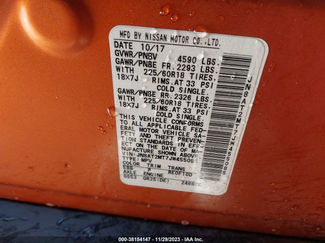 2018 NISSAN ROGUE SL VIN: JN8AT2MT7JW455085