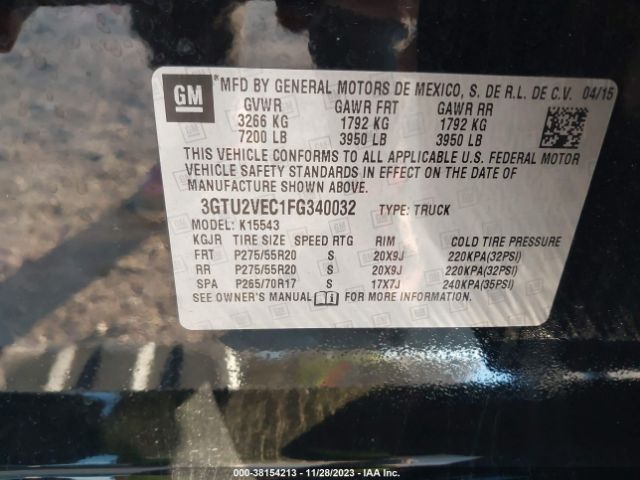 3GTU2VEC1FG340032 GMC Sierra 1500 Slt
