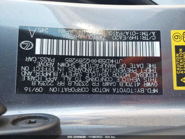 JTHKD5BHXH2289285 Lexus CT 200H