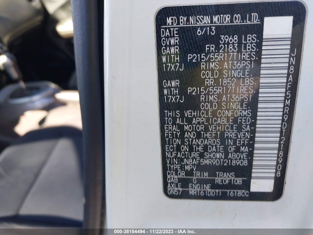 2013 NISSAN JUKE SV VIN: JN8AF5MR9DT218908