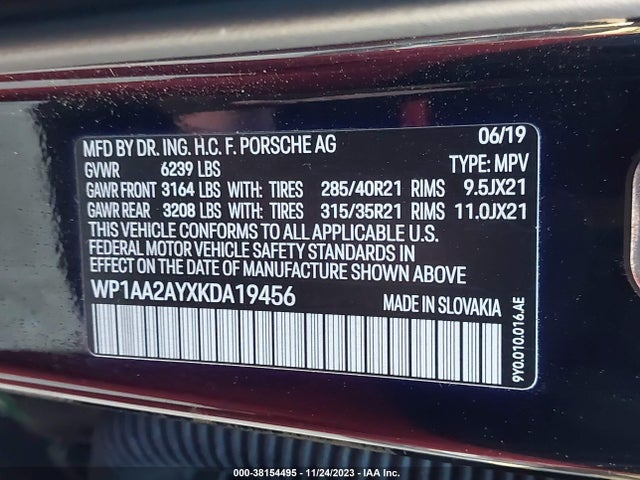 WP1AA2AYXKDA19456 Porsche Cayenne