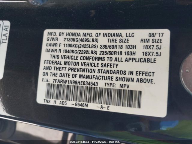 7FARW1H98HE034543 Honda Cr-v Touring