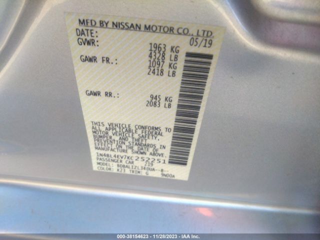 1N4BL4EV7KC252251 Nissan Altima 2.5 Sl