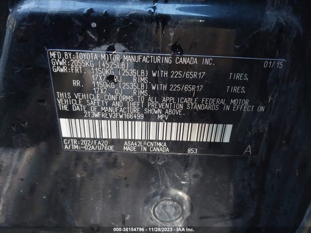 Toyota Rav4 Xle 2015 2T3WFREV3FW166499 Image 9