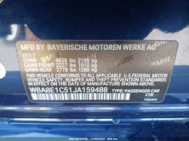 BMW 330e Iperformance 2018 WBA8E1C51JA159488 Image 9