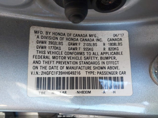 Honda Civic Ex-t 2017 2HGFC1F39HH649216 Image 9