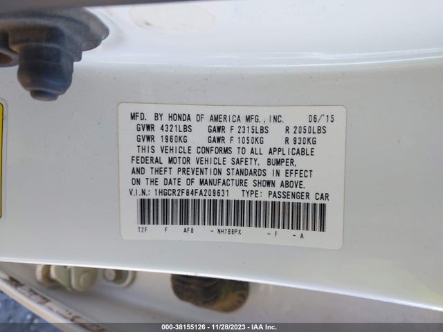 Honda Accord Ex-l 2015 1HGCR2F84FA209631 Image 9