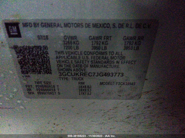 Chevrolet Silverado 1500 2lt 2018 3GCUKREC7JG493773 Image 9