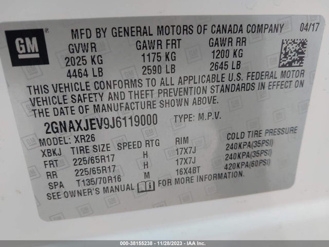 Chevrolet EQUINOX LT 2018 2GNAXJEV9J6119000 Image 9