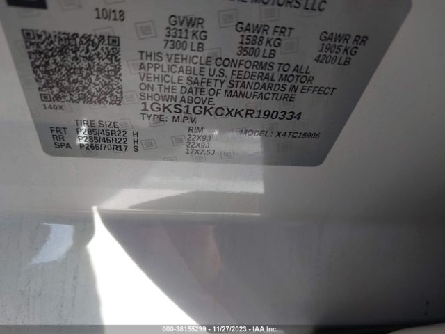 1GKS1GKCXKR190334 GMC Yukon Xl Slt